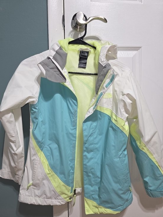 The North Face Other - The North Face White, Aqua & Neon Yellow Colorblock Shell Jacket